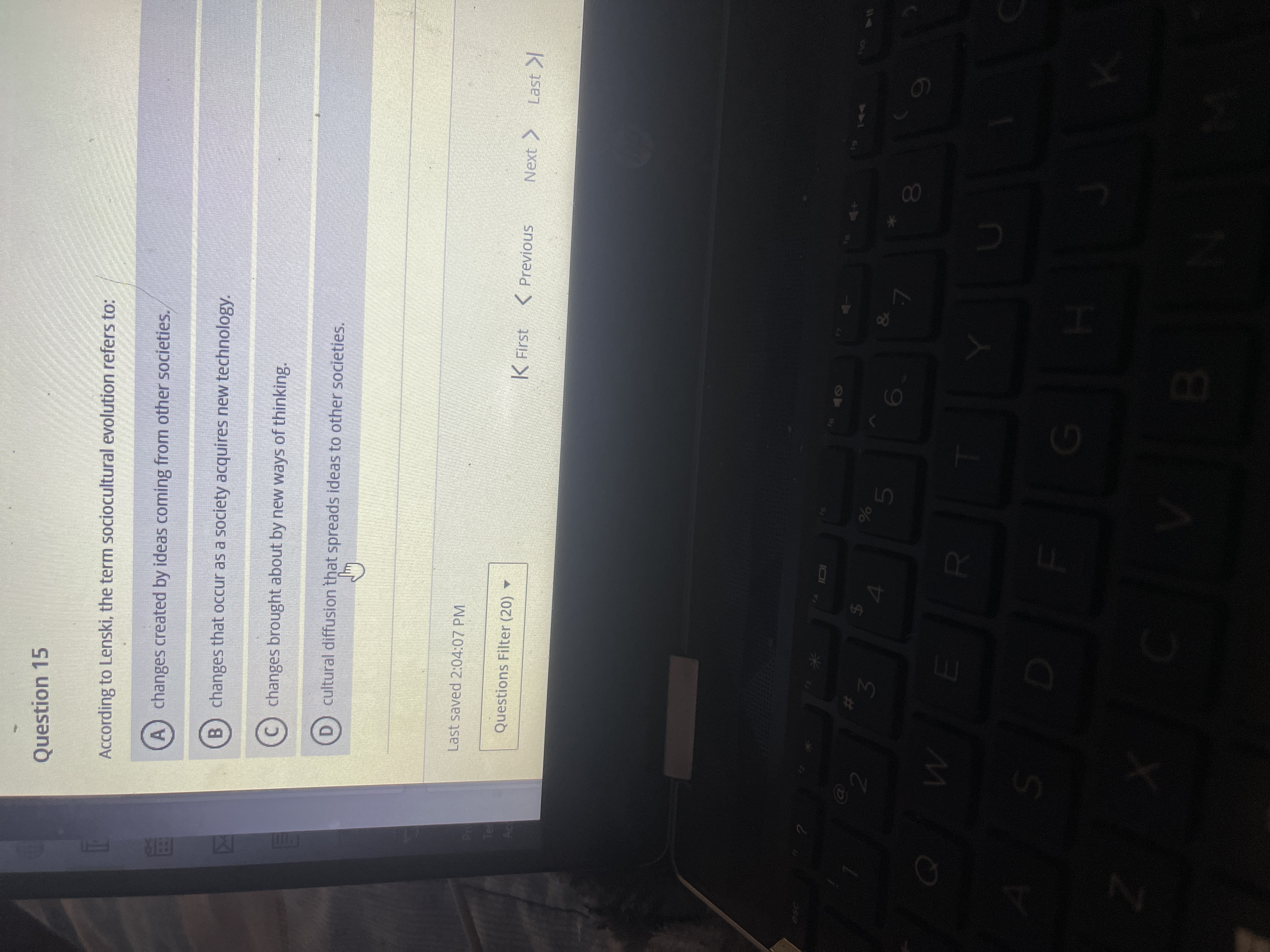 ? Question 15 According to Lenski, the term