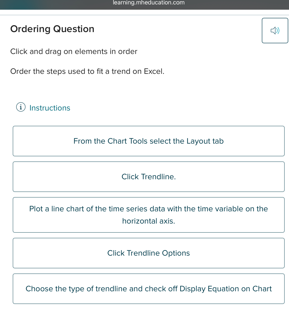 Ordering QuestionClick and drag on elements in