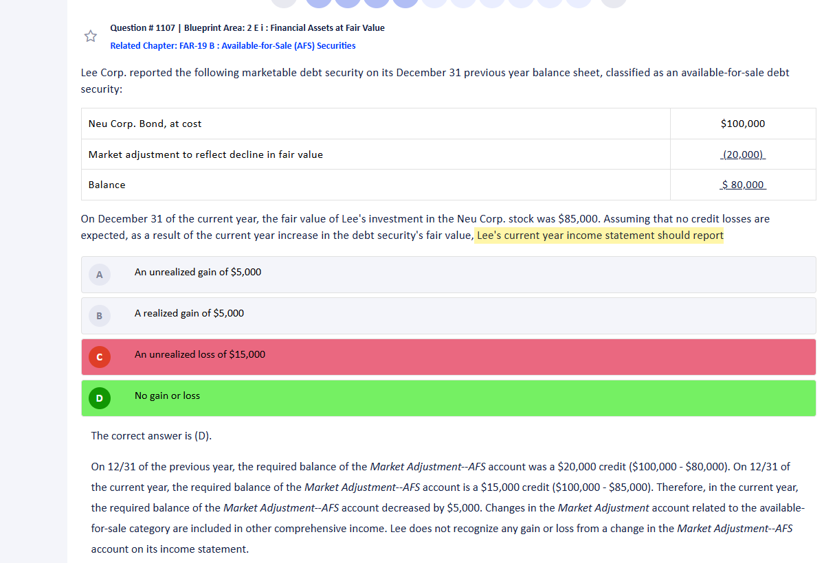 Please explain Question # 1107 | Blueprint Area: