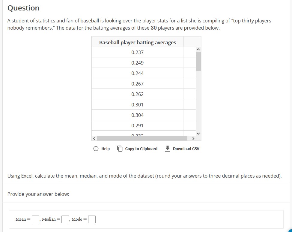 Baseball player batting averages 0.237 0.249