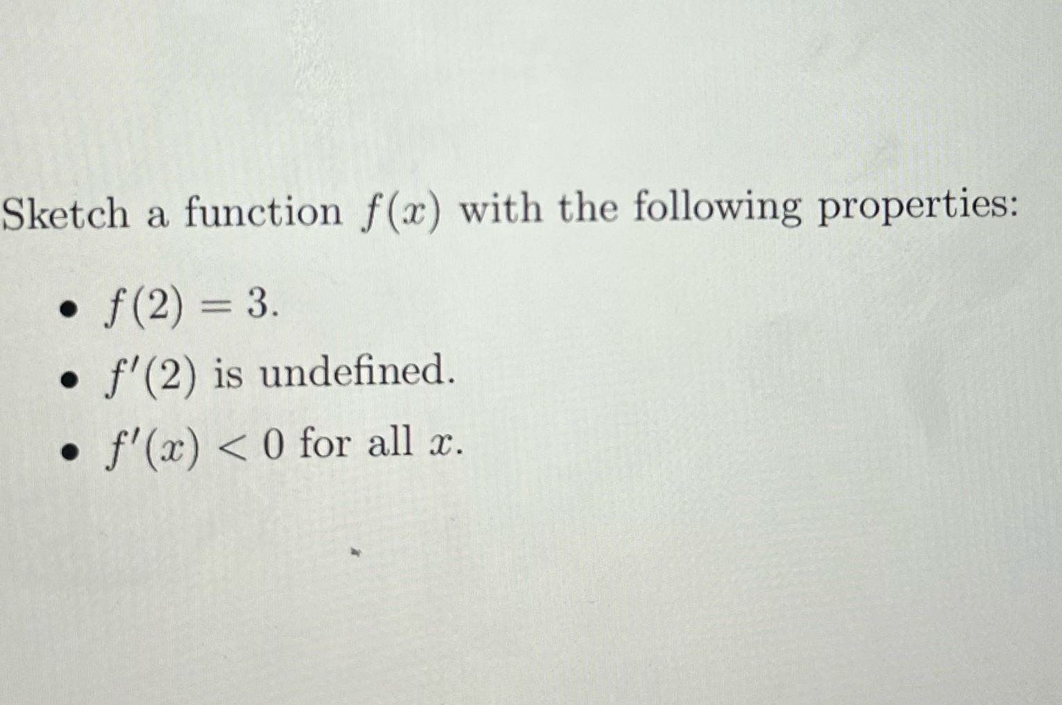 Create a graph Sketch a function f(x) with the