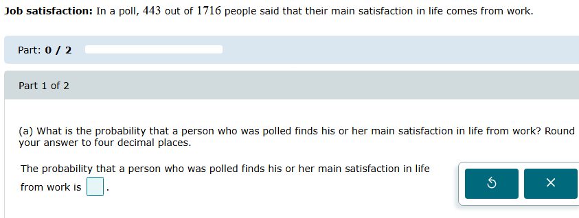 ? Job satisfaction: In a poll, 443 out of 1716