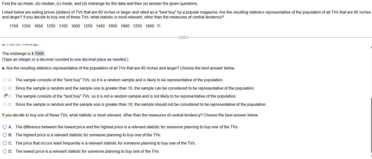 Find the (a) mean, (b) median, (c) mode, and (d)