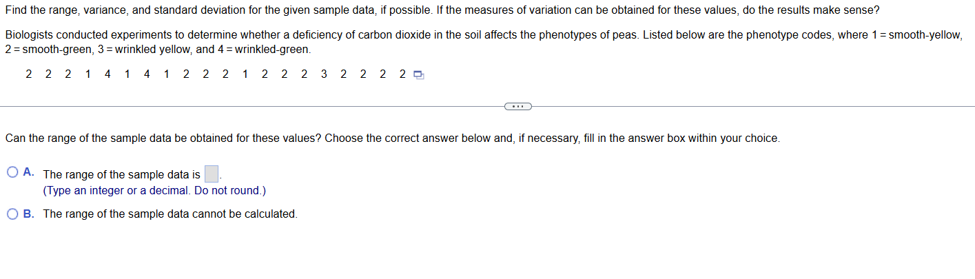 Find the range, variance, and standard deviation