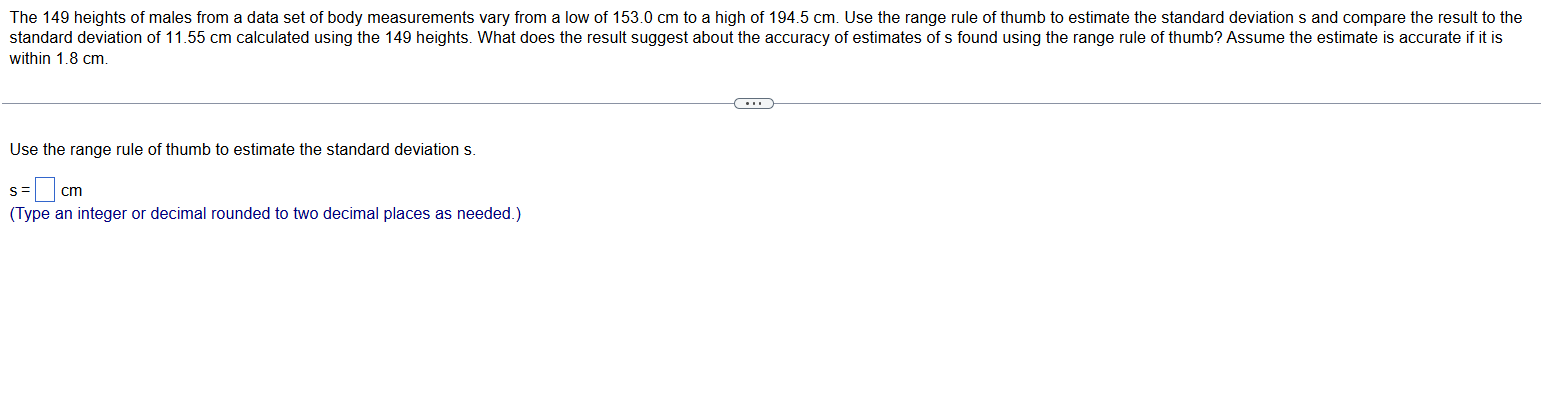 The 149 heights of males from a data set of body