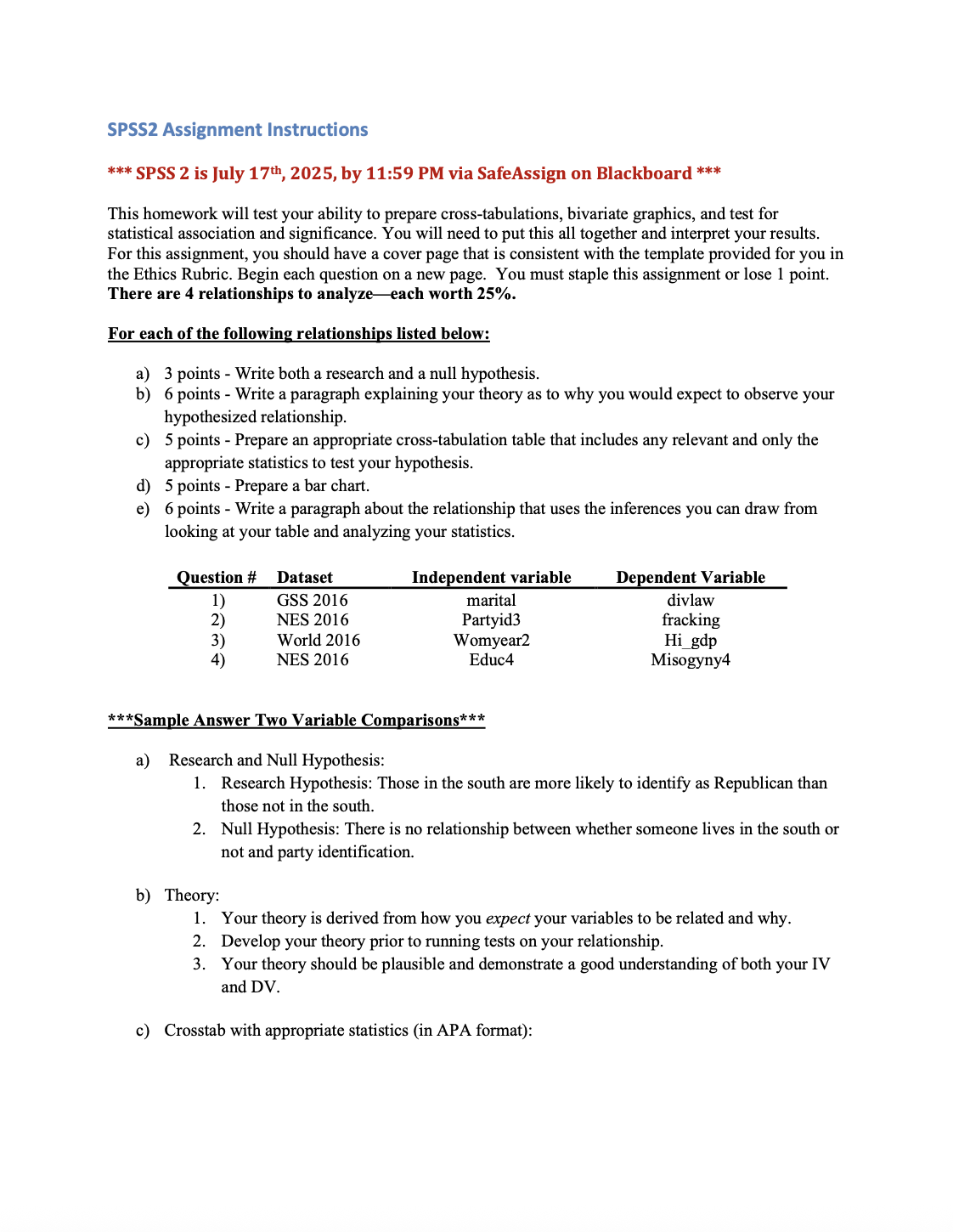 I have a pdf instructions for SPSS assignment and