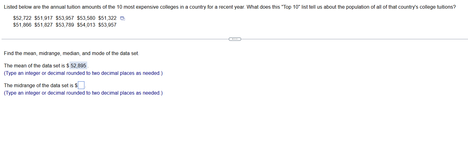 Listed below are the annual tuition amounts of