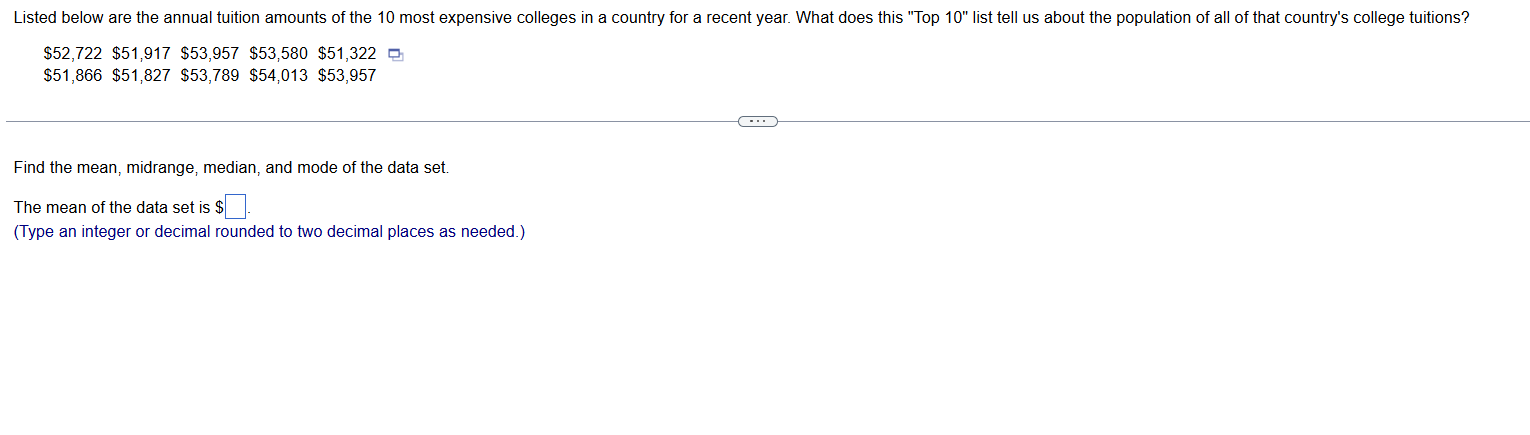 Listed below are the annual tuition amounts of