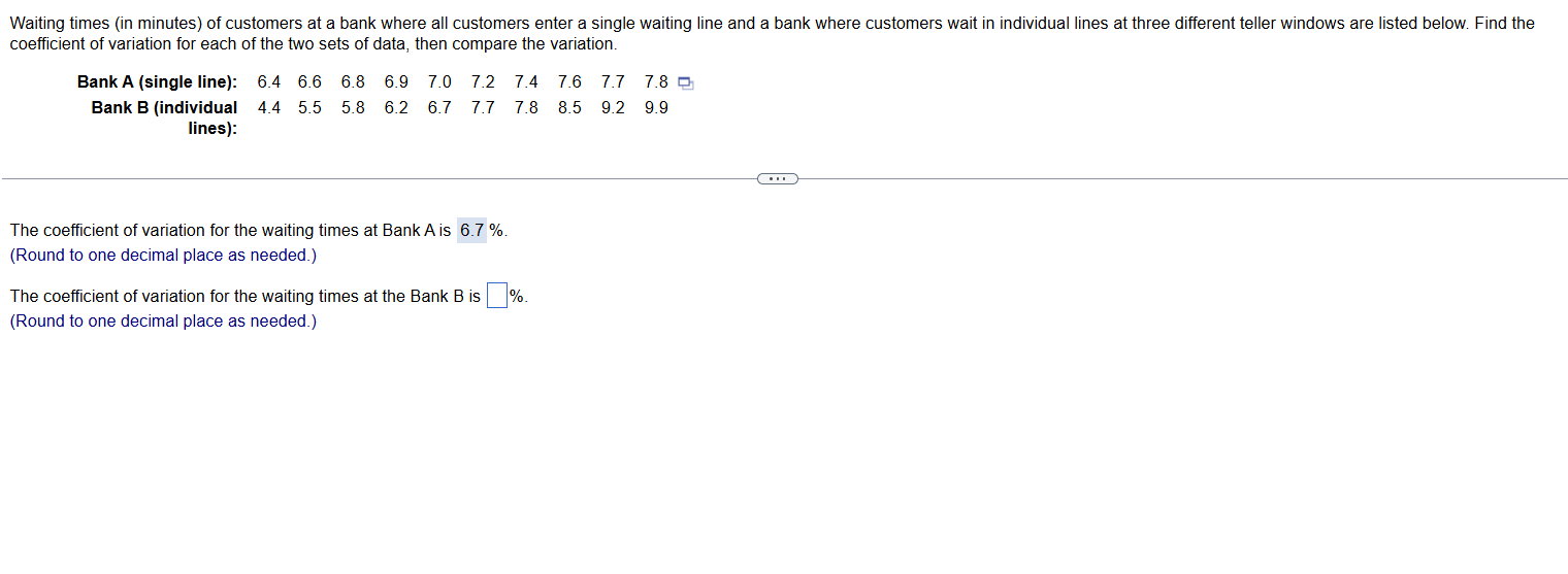Waiting times (in minutes) of customers at a bank