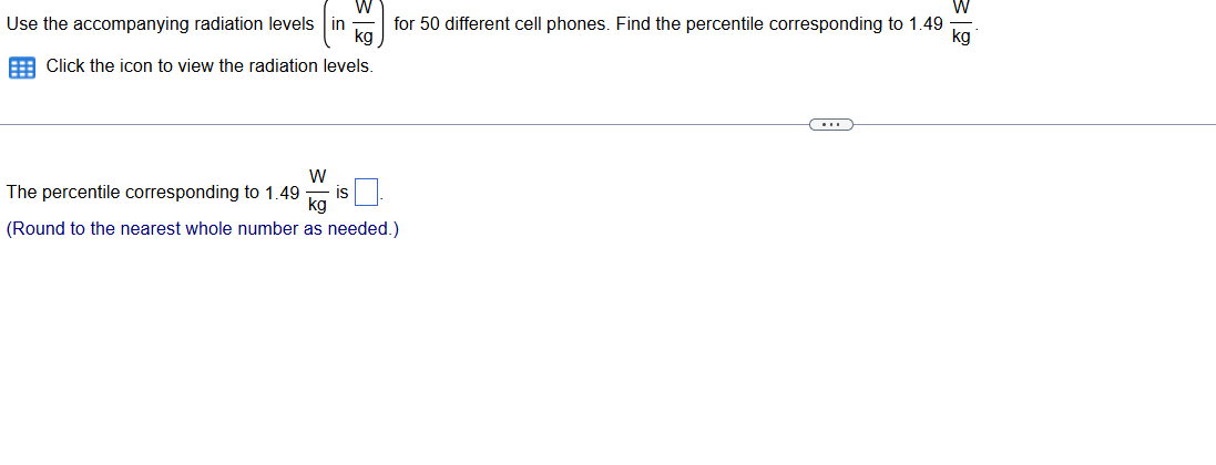 W W Use the accompanying radiation levels | in kg