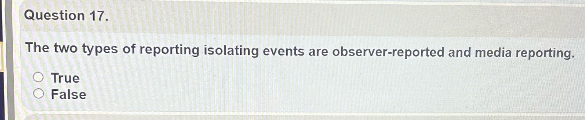 R Question 17. The two types of reporting