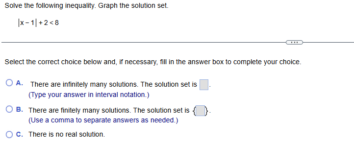 s Solve the following inequality. Graph the