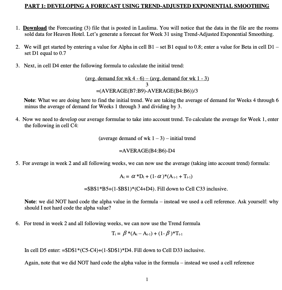6. PART 1: DEVELOPING A FORECAST USING