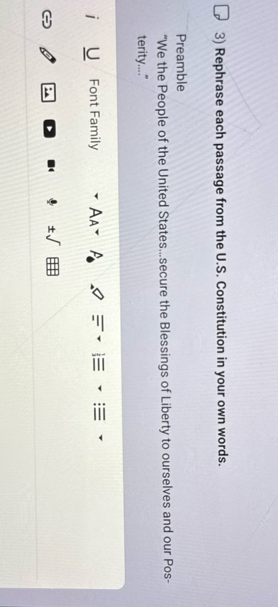 ? 3) Rephrase each passage from the U.S.