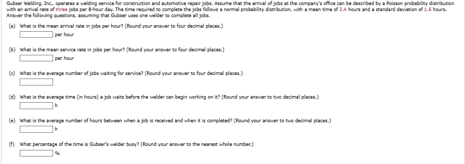 (a)What is the mean arrival rate in jobs per