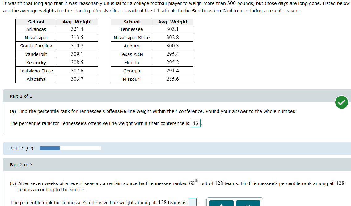 (b)After seven weeks of a recent season, a