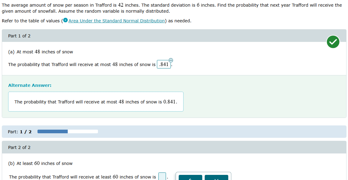 (b)At least 60 inches of snow The probability