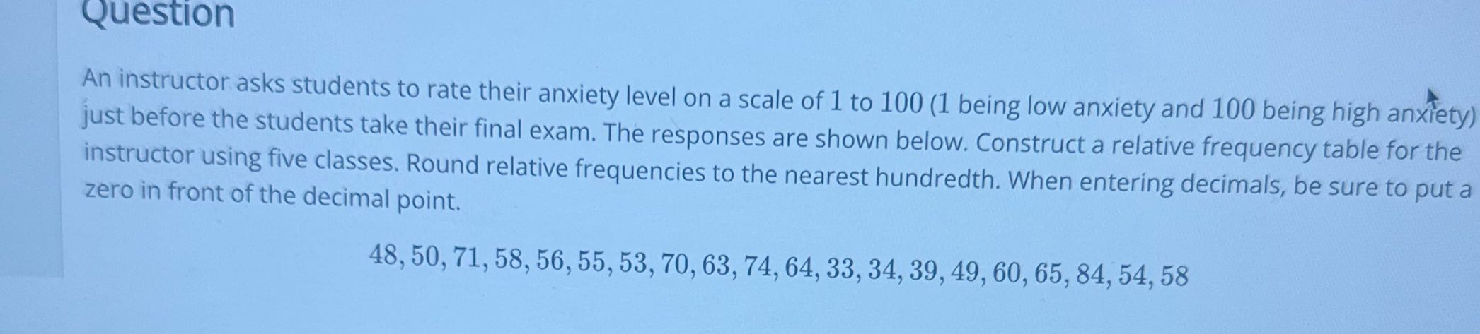 Gives the Lower class limit. Upper class limit.