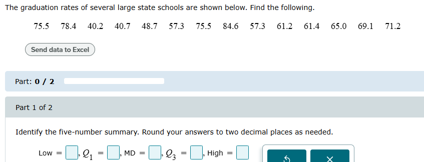 Identify the five-number summary. Round your