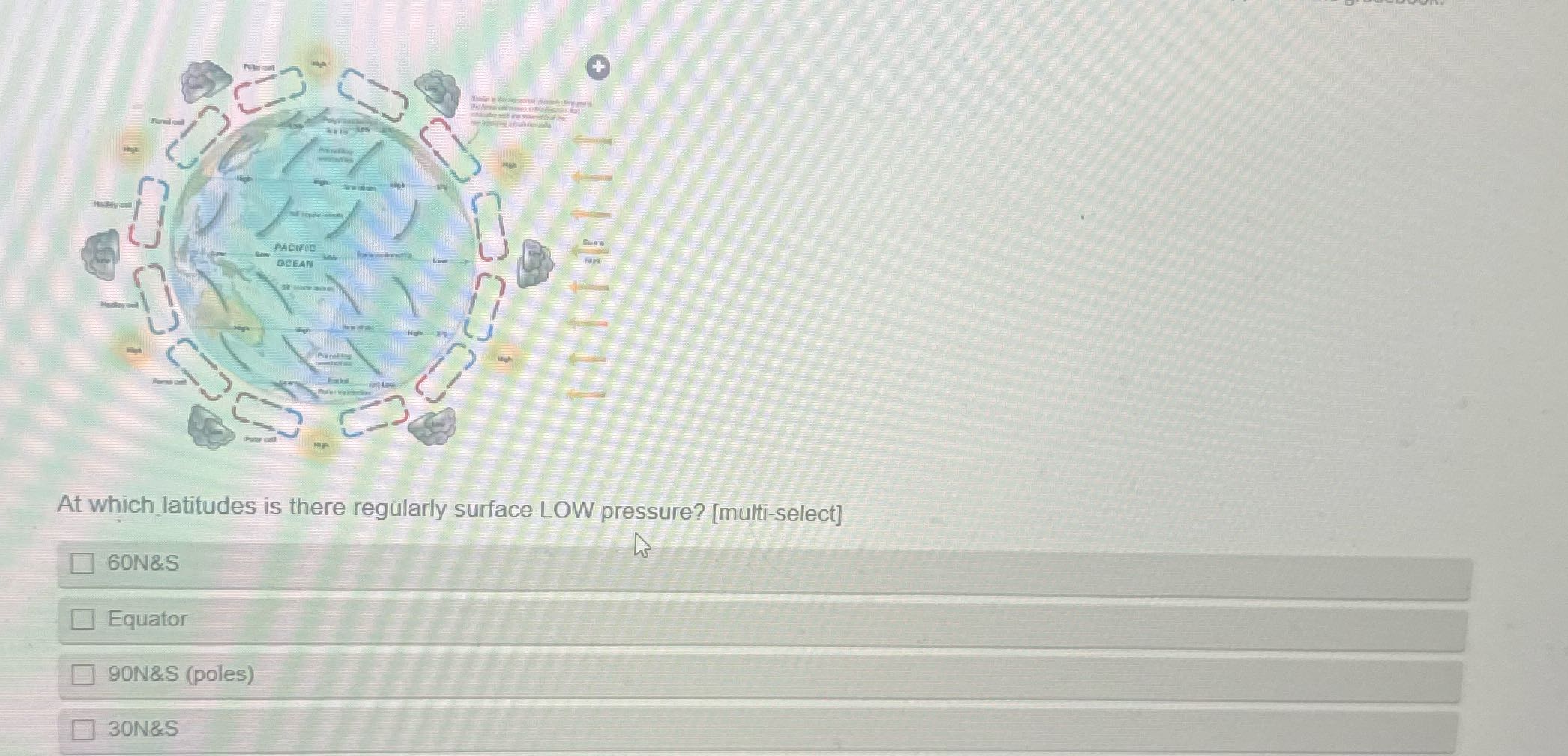 ? + PACIFIC OCEAN SC At which latitudes is there