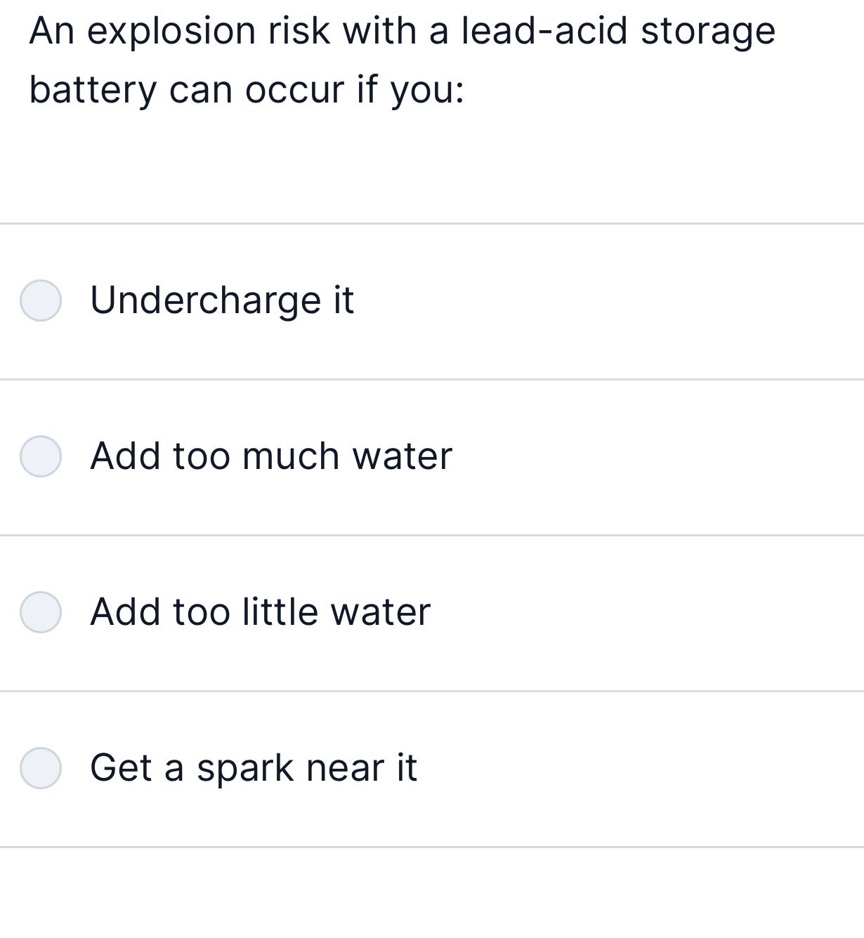 ? An explosion risk with a lead-acid storage