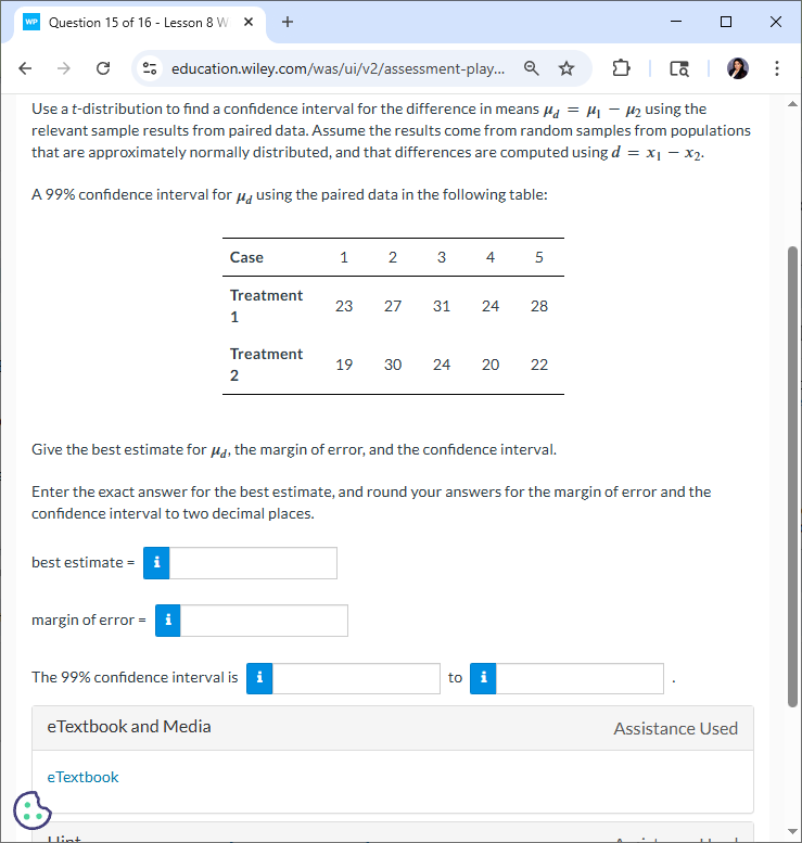 calculate the best estimate, margin of error, and