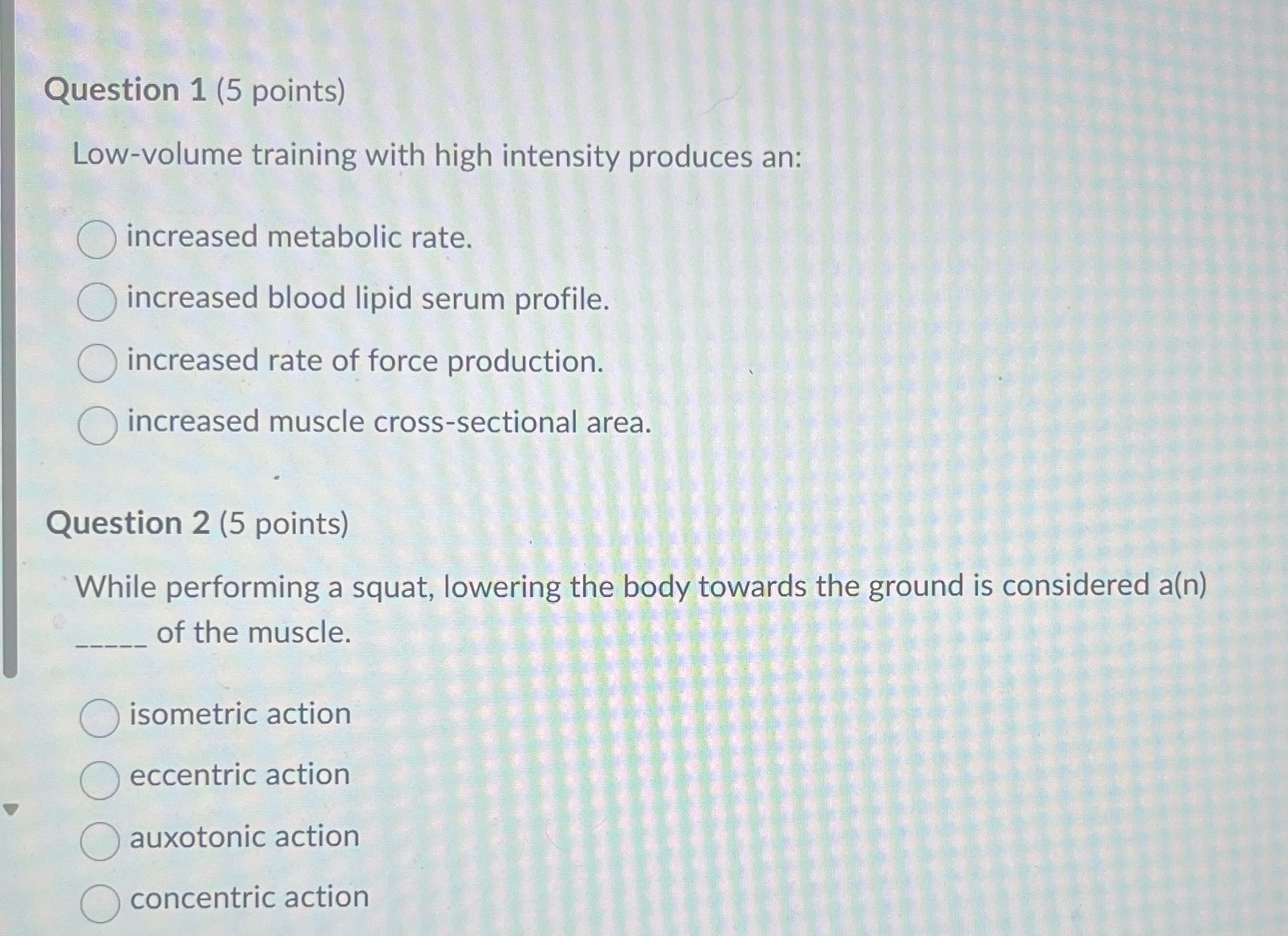 Answer these Question 1 (5 points) Low-volume