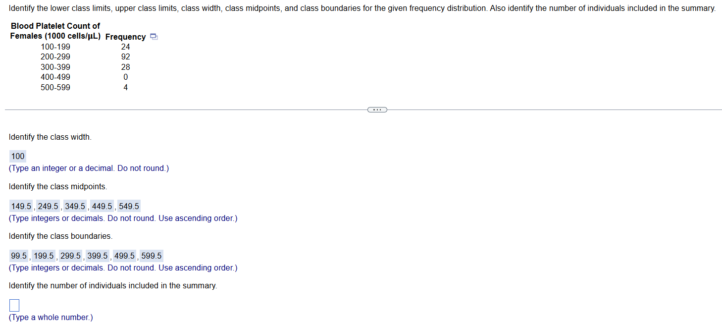 Identify the lower class limits, upper class