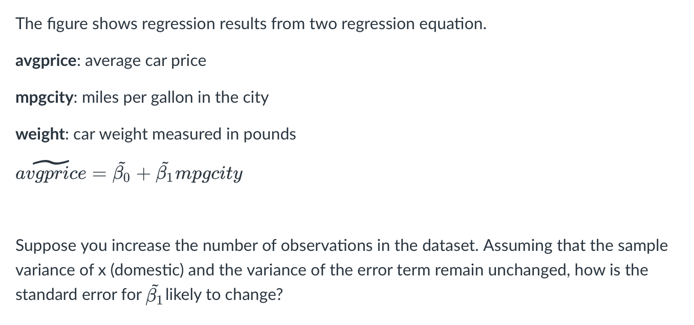 The figure shows regression results from two