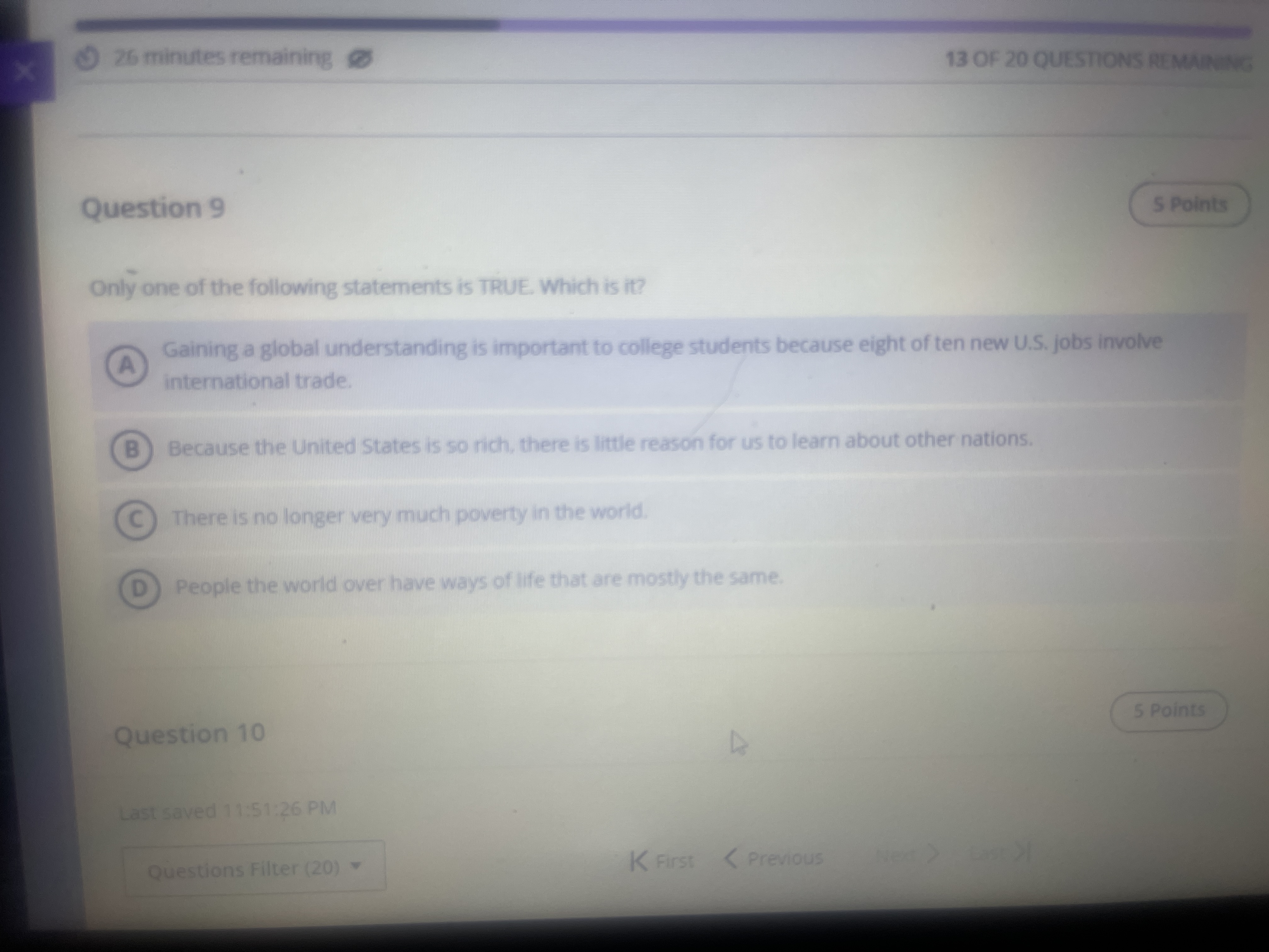 ? 26 minutes remaining 13 OF 20 QUESTIONS