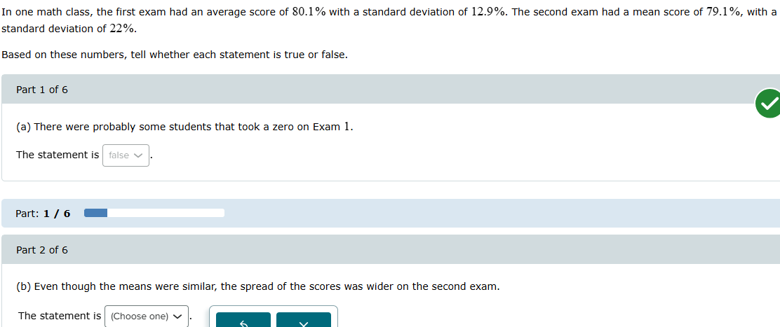 (b)Even though the means were similar, the spread