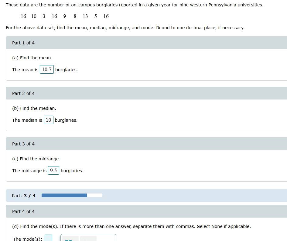 (d) Find the mode(s). If there is more than one