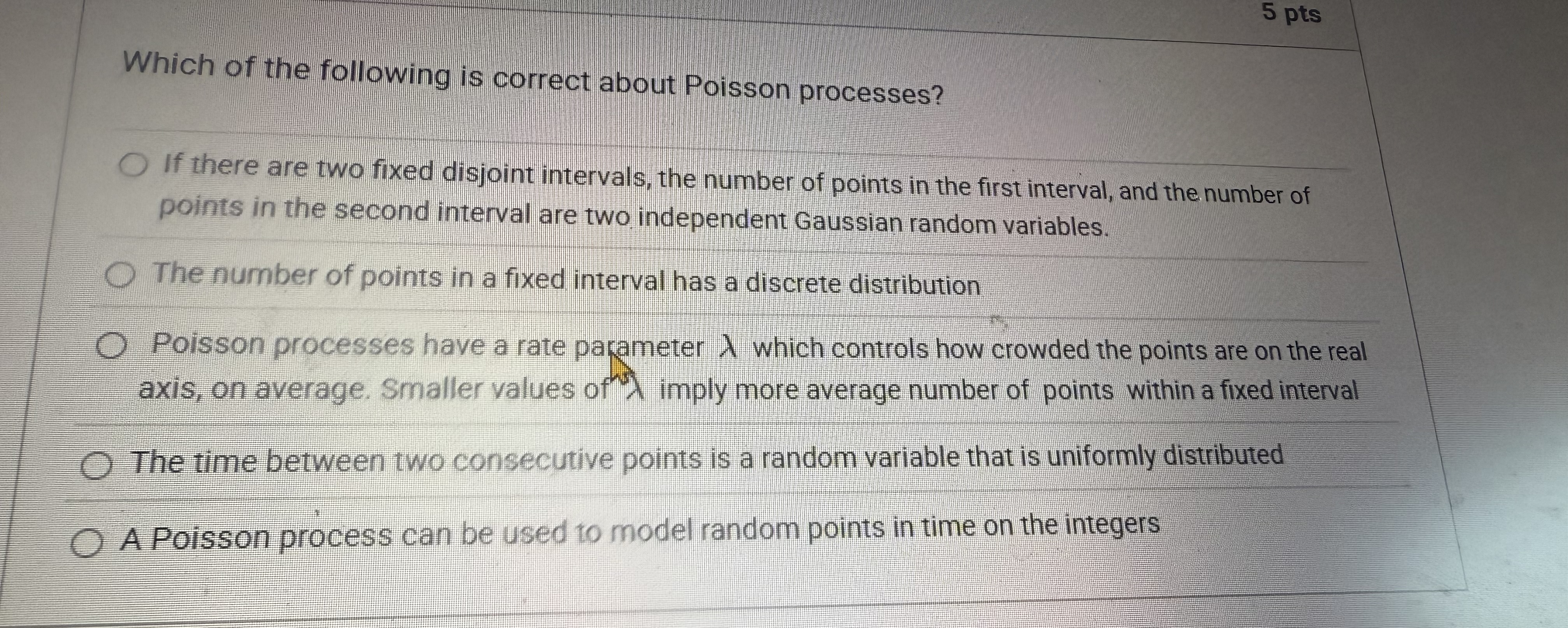 5 pts Which of the following is correct about