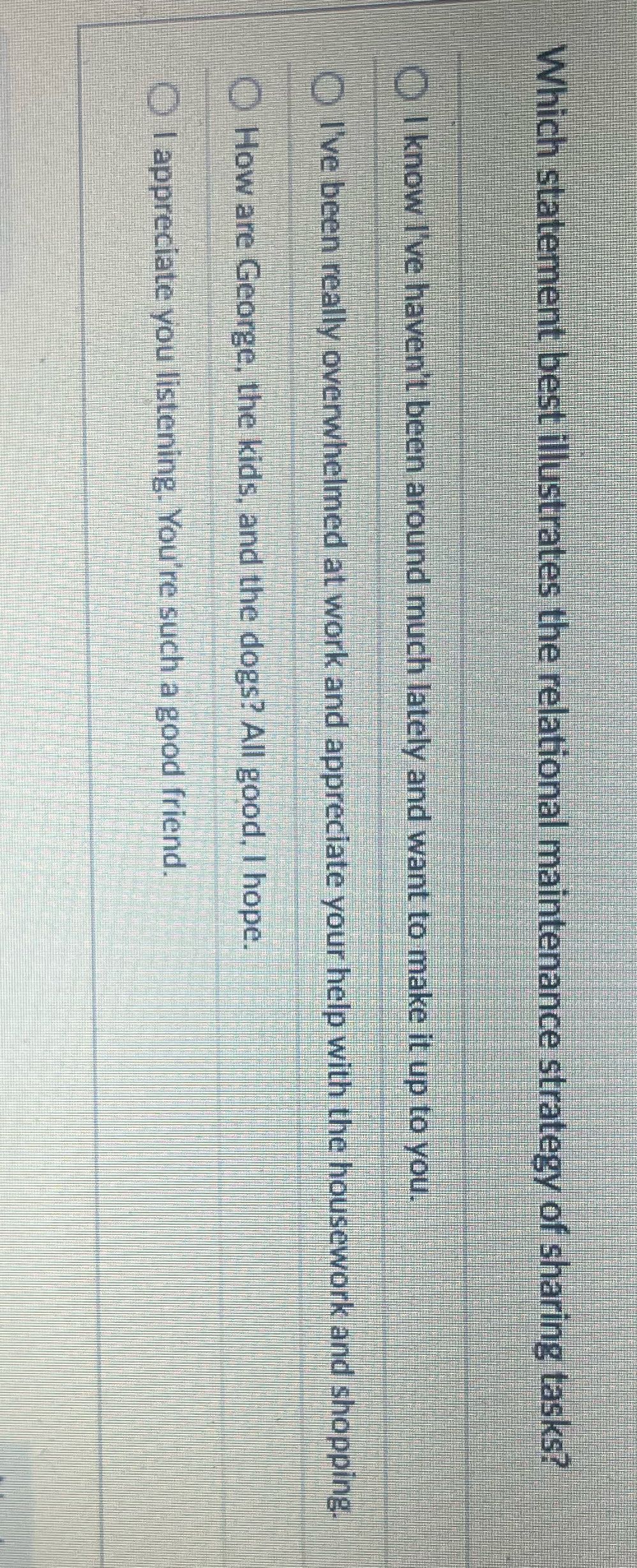 E Which statement best illustrates the relational