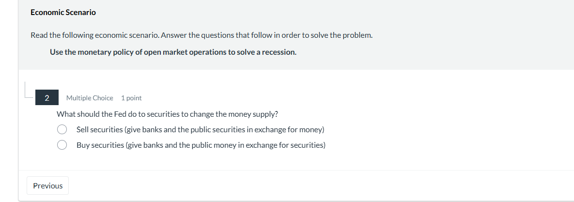 ? Economic Scenario Read the following economic