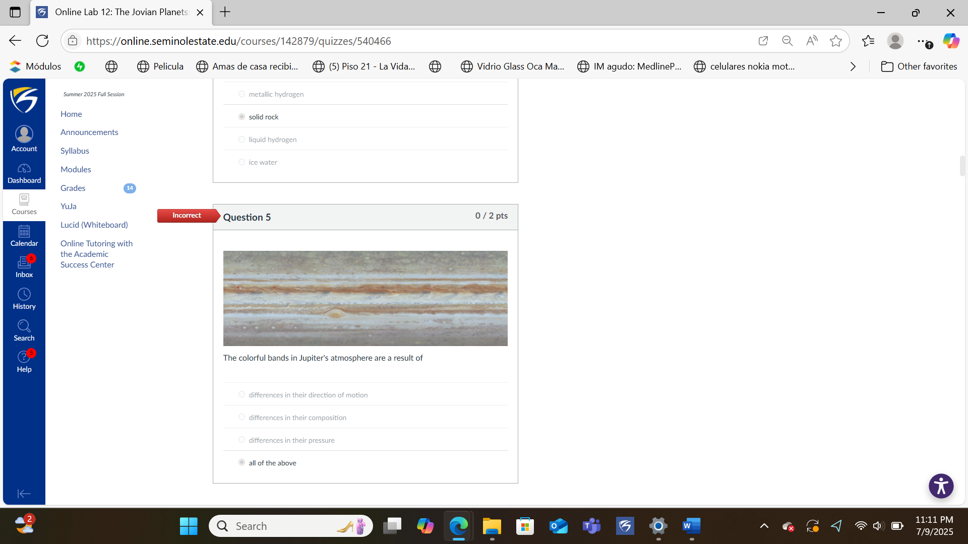 S 3 Online Lab 12: The Jovian Planets: X + X C @