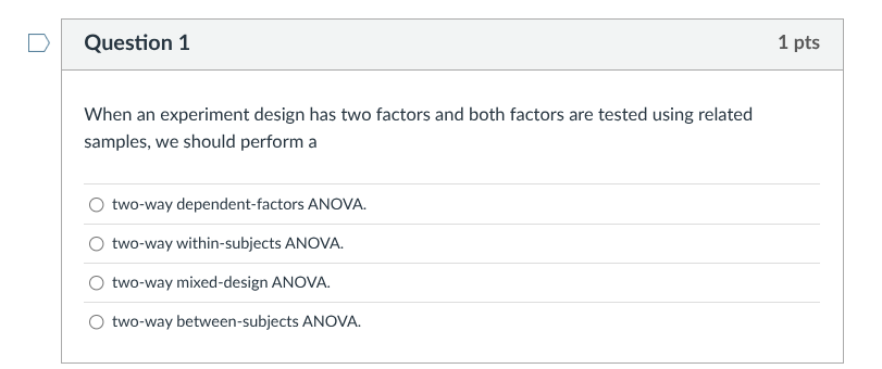 answer for stats D Question 1 1 pts When an