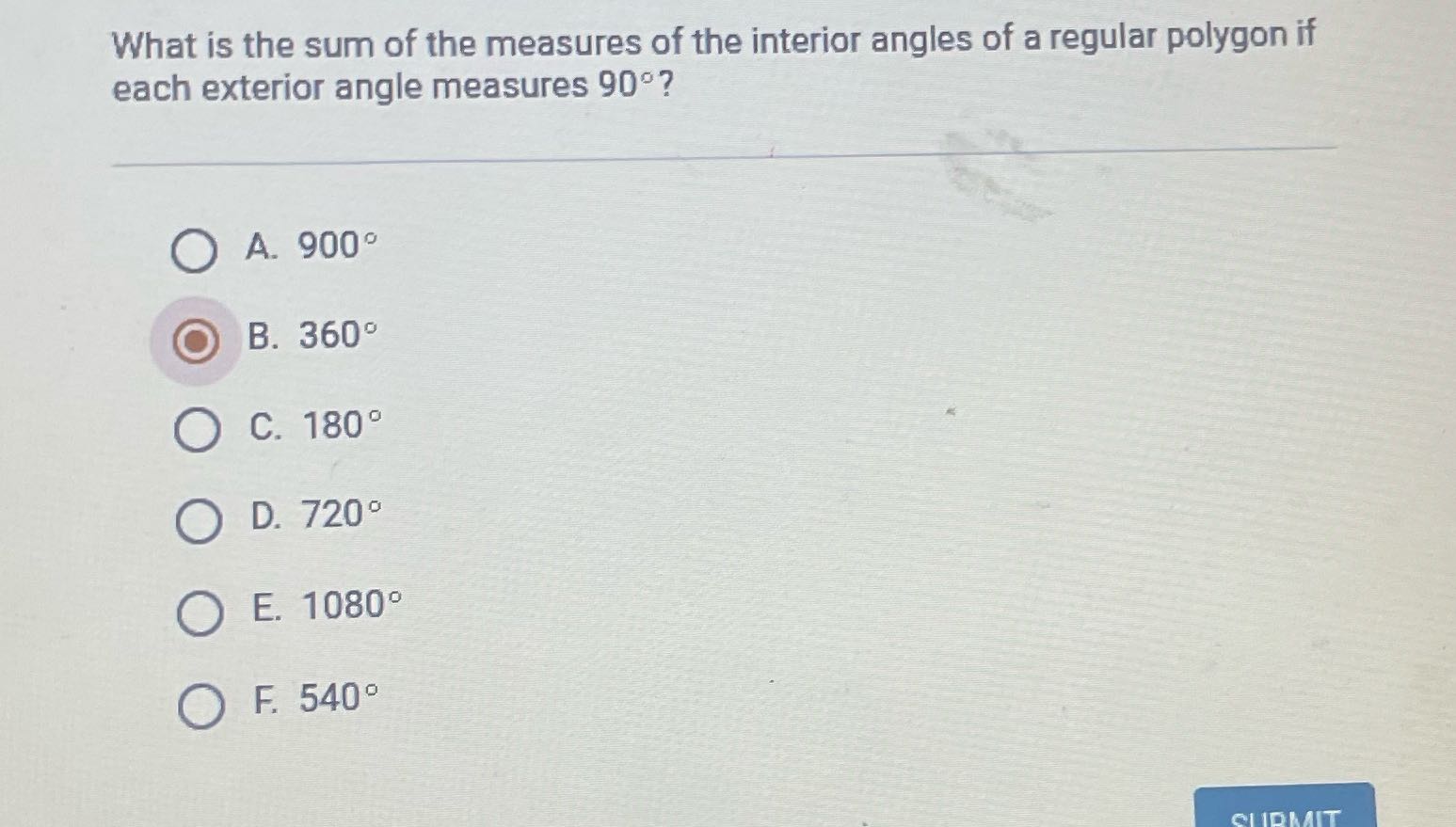 ? What is the sum of the measures of the interior