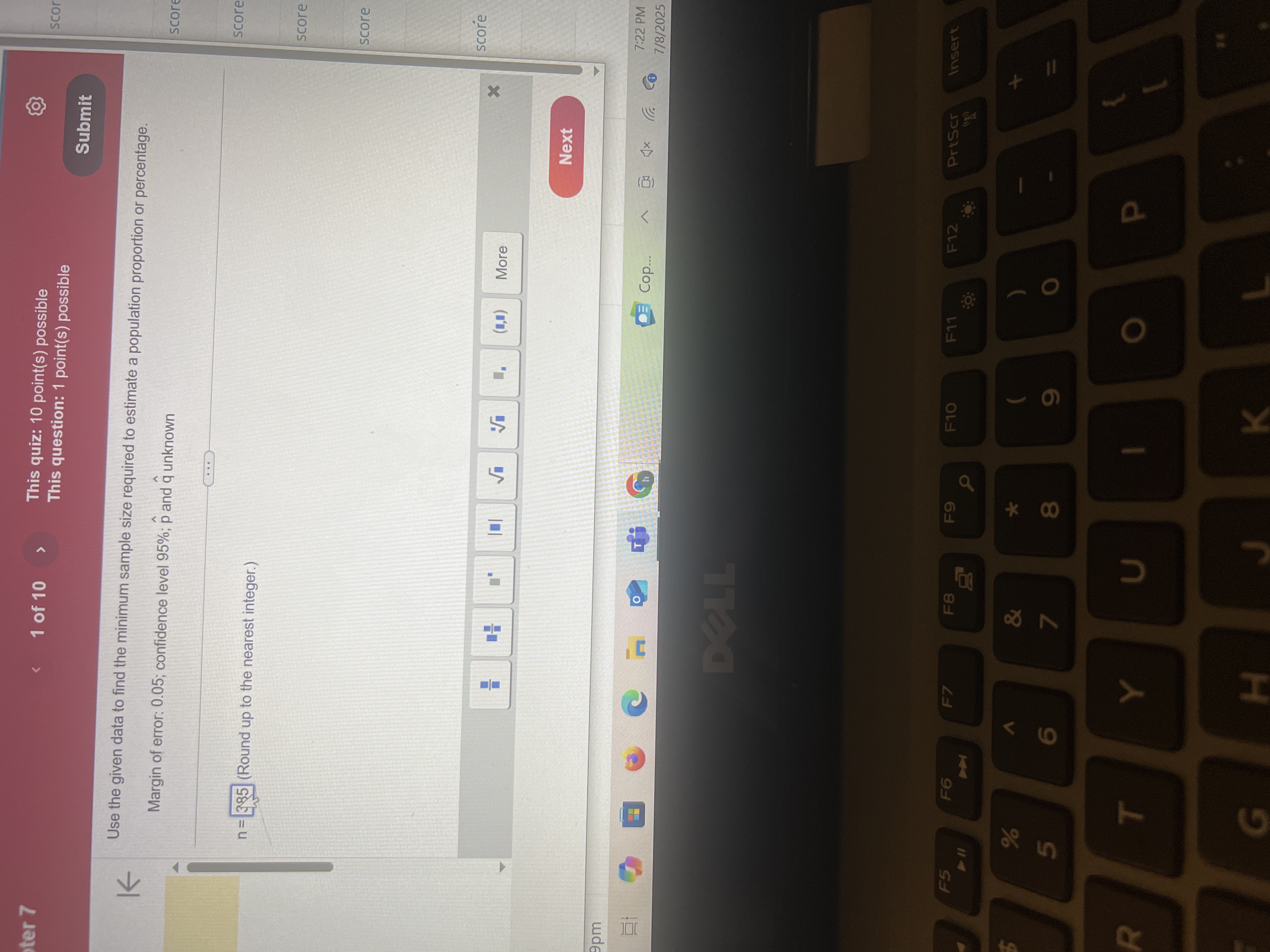 ter 7 1 of 10 This quiz: 10 point(s) possible SCO