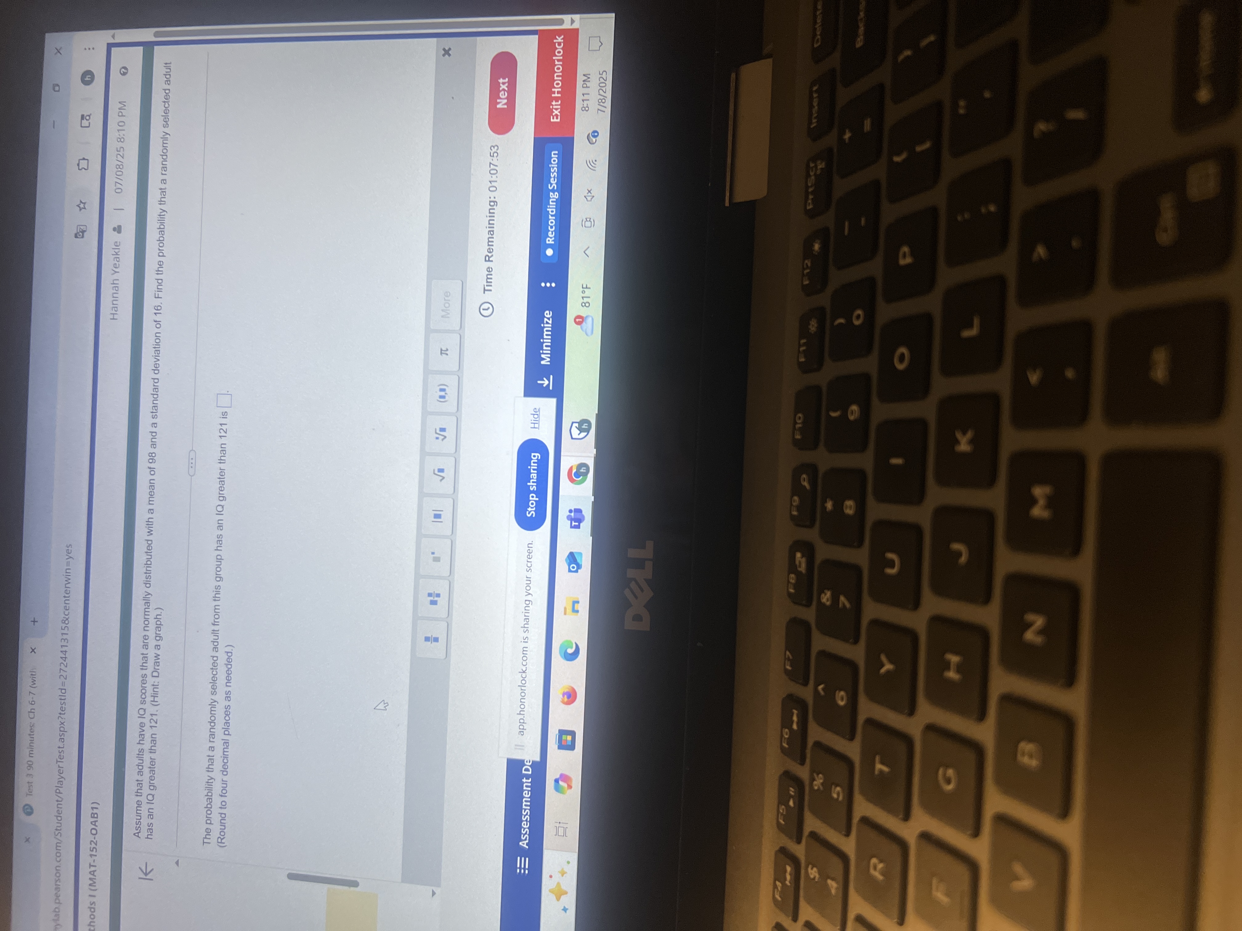 Test 3 90 minutes: Ch 6-7 (with x + ylab.