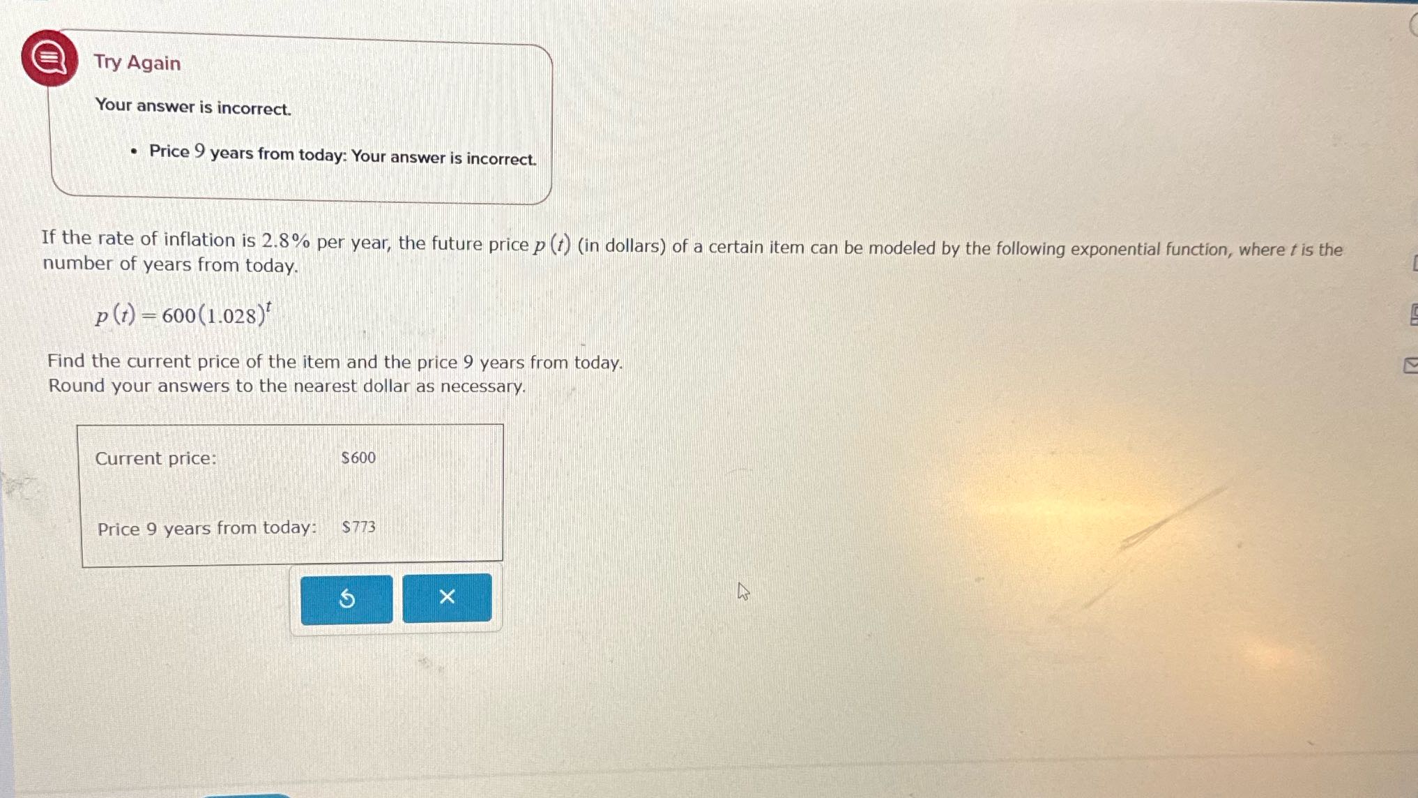 I meant for this question Try Again Your answer