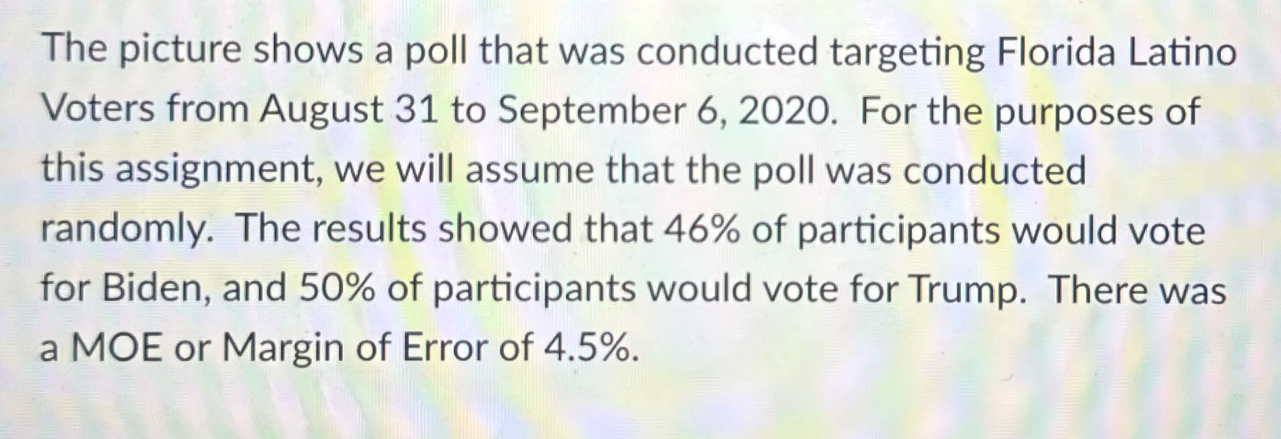 Because of the way the poll was conducted, I can