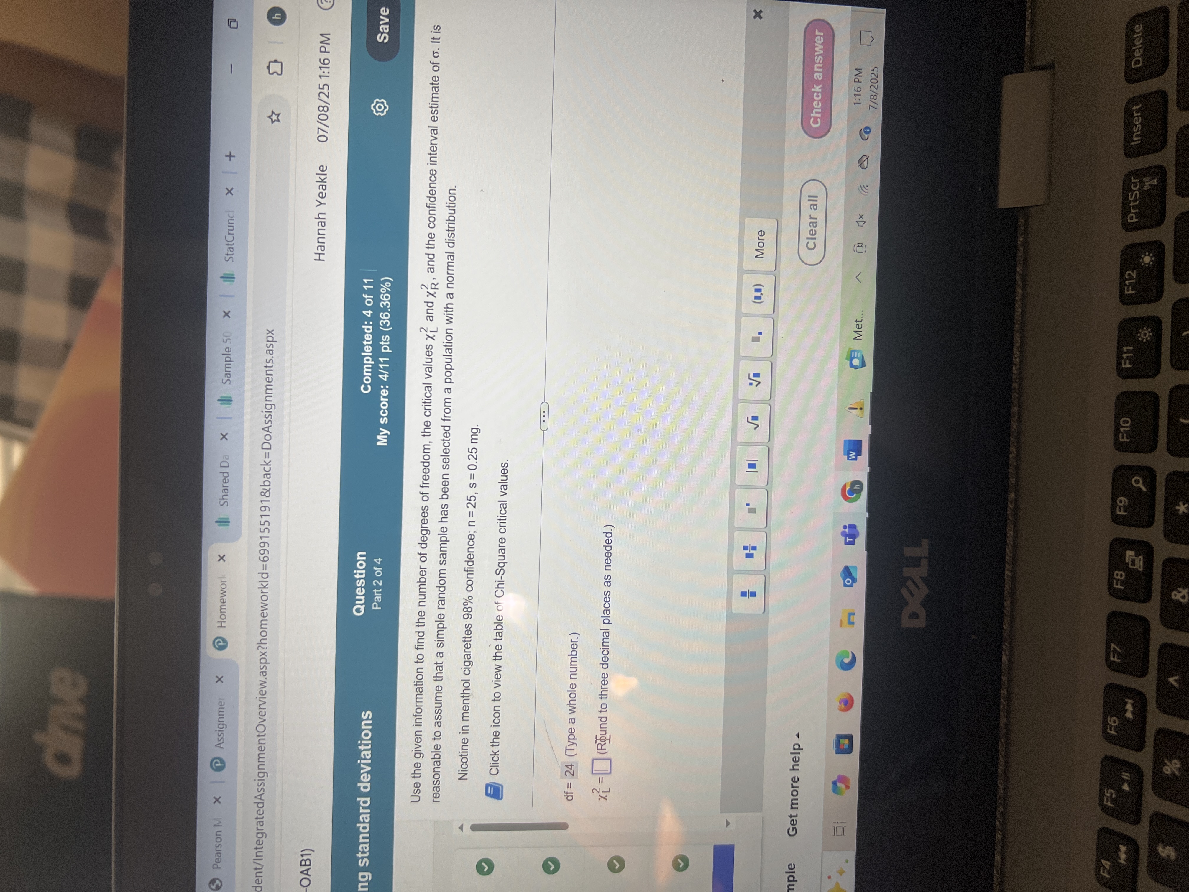 Pearson M x Assignmer X Homework X I Shared Da x