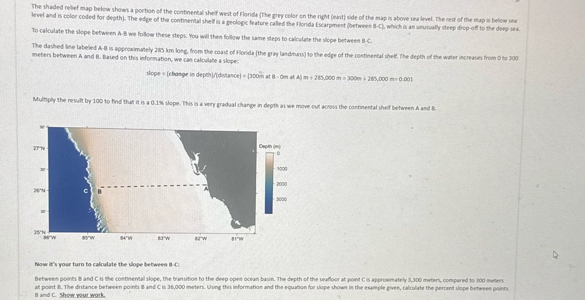 ? The shaded relief map below shows a portion of