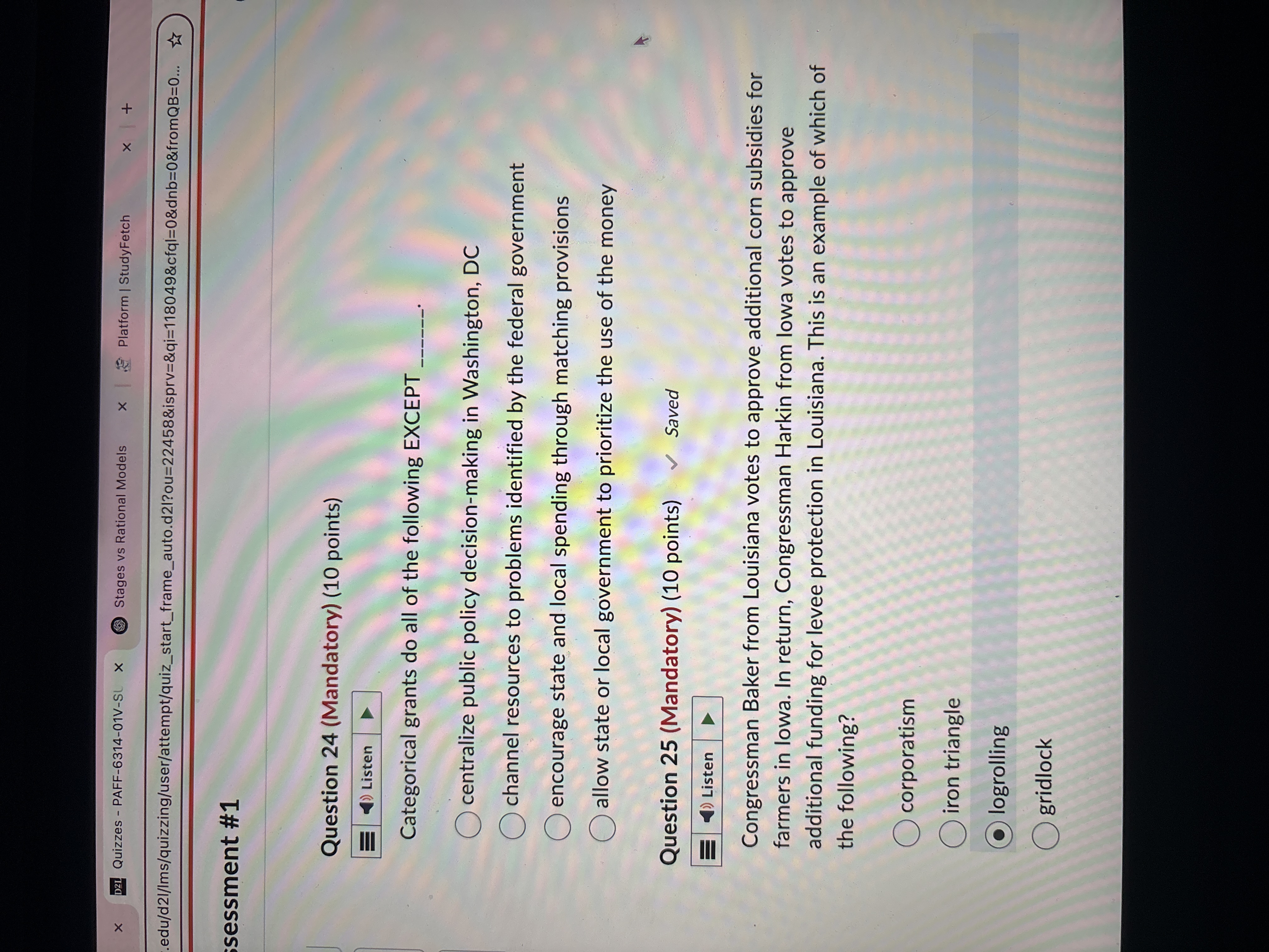 answer #24 X D2L Quizzes - PAFF-6314-01V-SL X