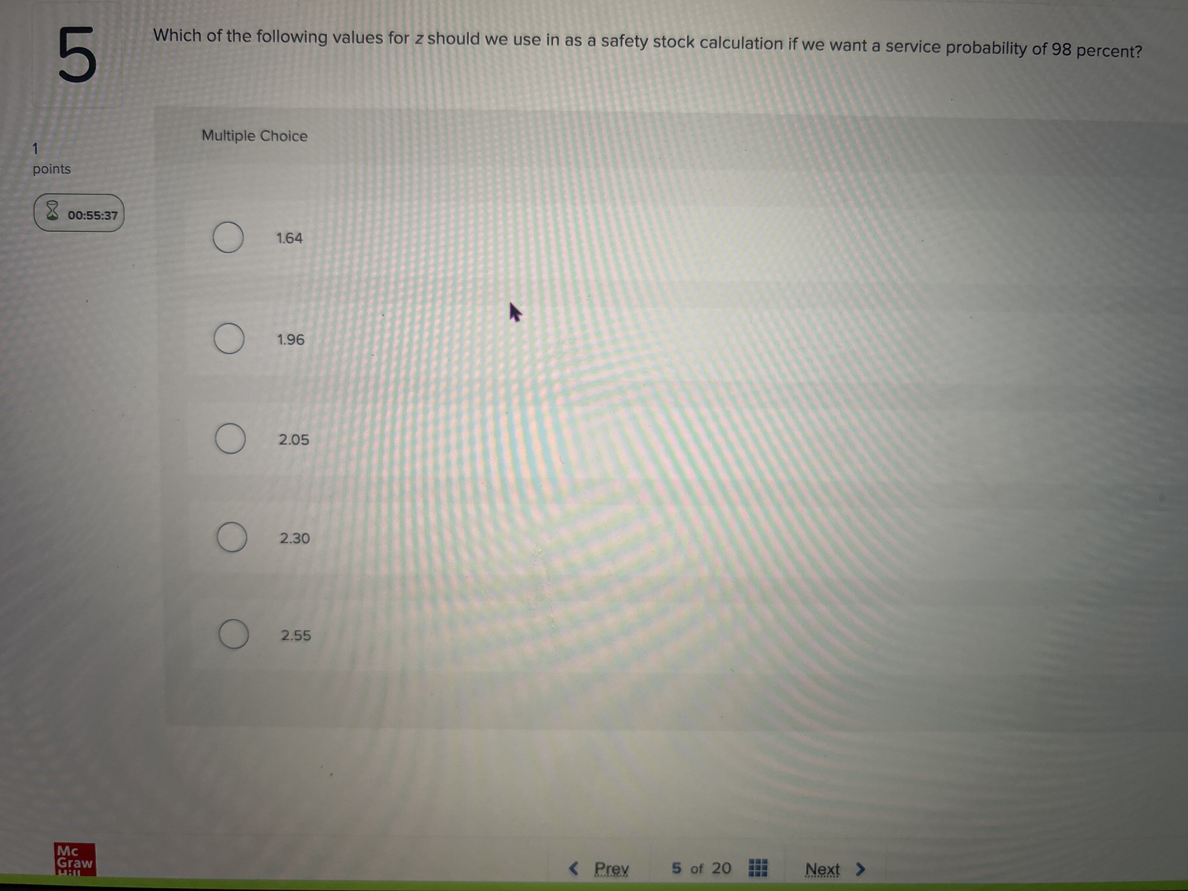 Which of the following values for Z should we use