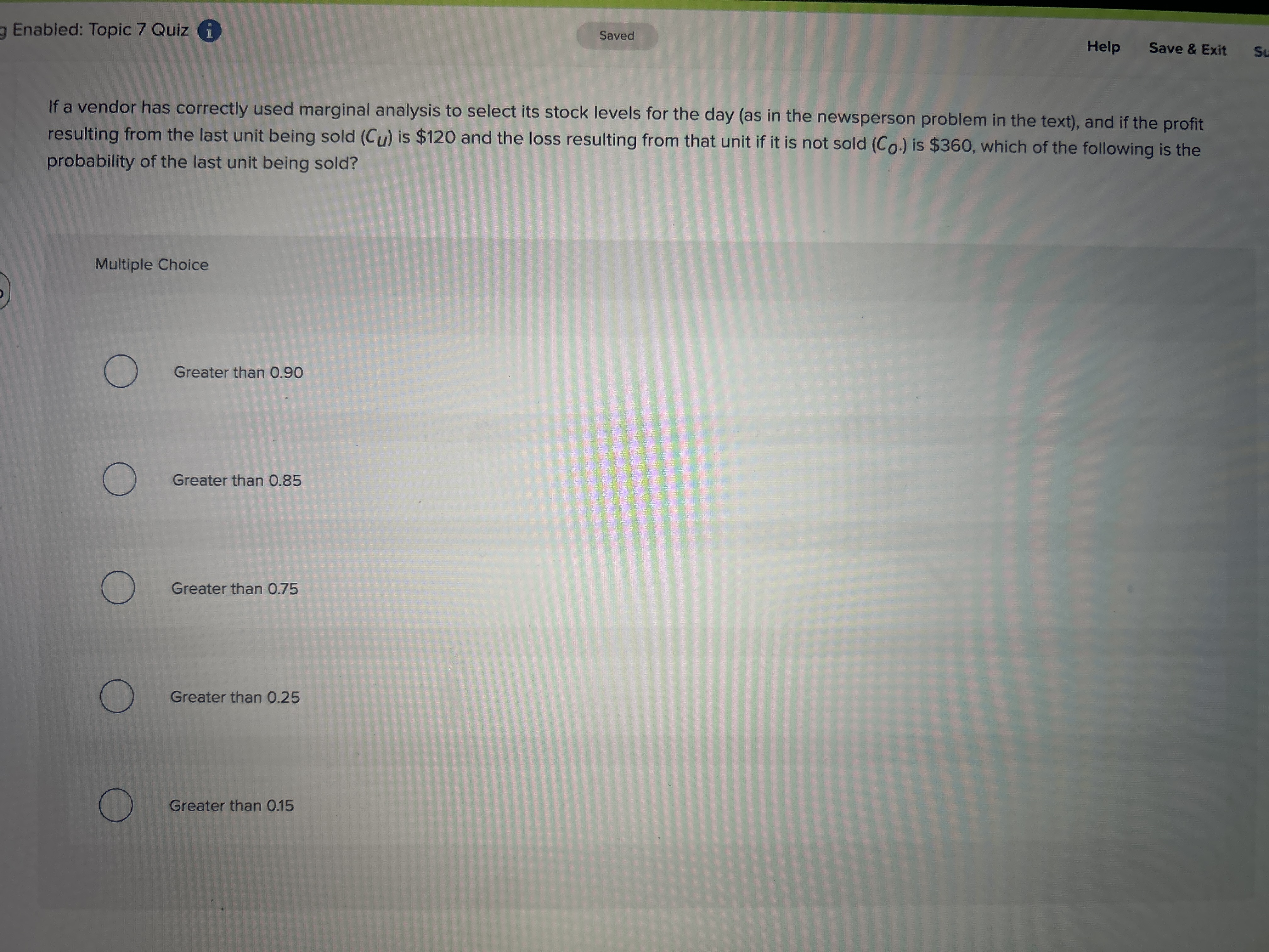 Which of the following is a probability of the