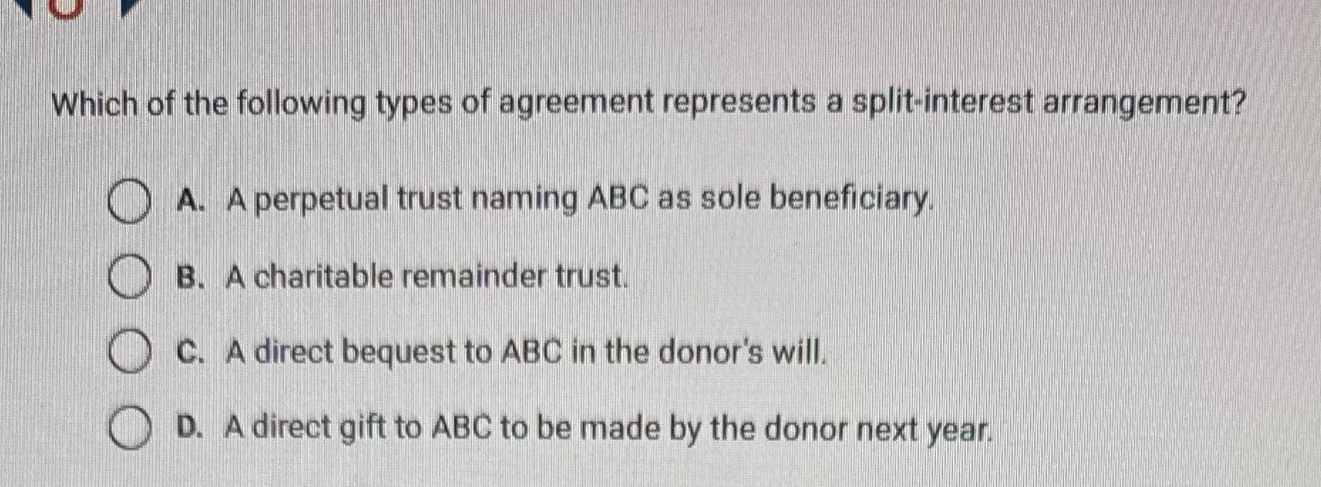 Question Which of the following types of