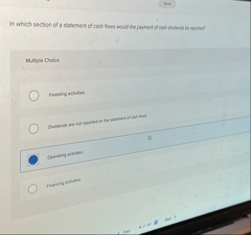 Stever In which section of a statement of cash