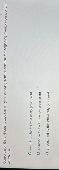 Consolidation Entry ? * * G credits COGS in the